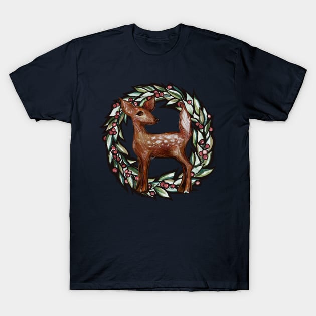 Christmas Fawn T-Shirt by bubbsnugg